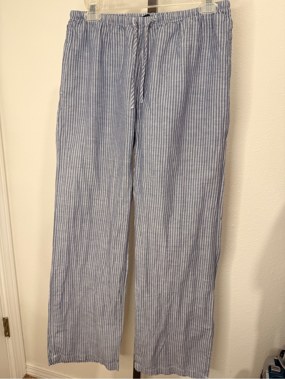 Brandy Melville Blue and White Vertical Stripe Wide-Leg Pants